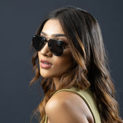 AVIATOR-Shiny Black Snglasses LiveShot